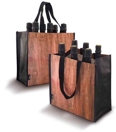 Adelante Pulltex 6 Bottle wood wine bag 