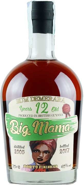 Vorderseite Big Mama Rum Demerara Porto Finished 12 years old