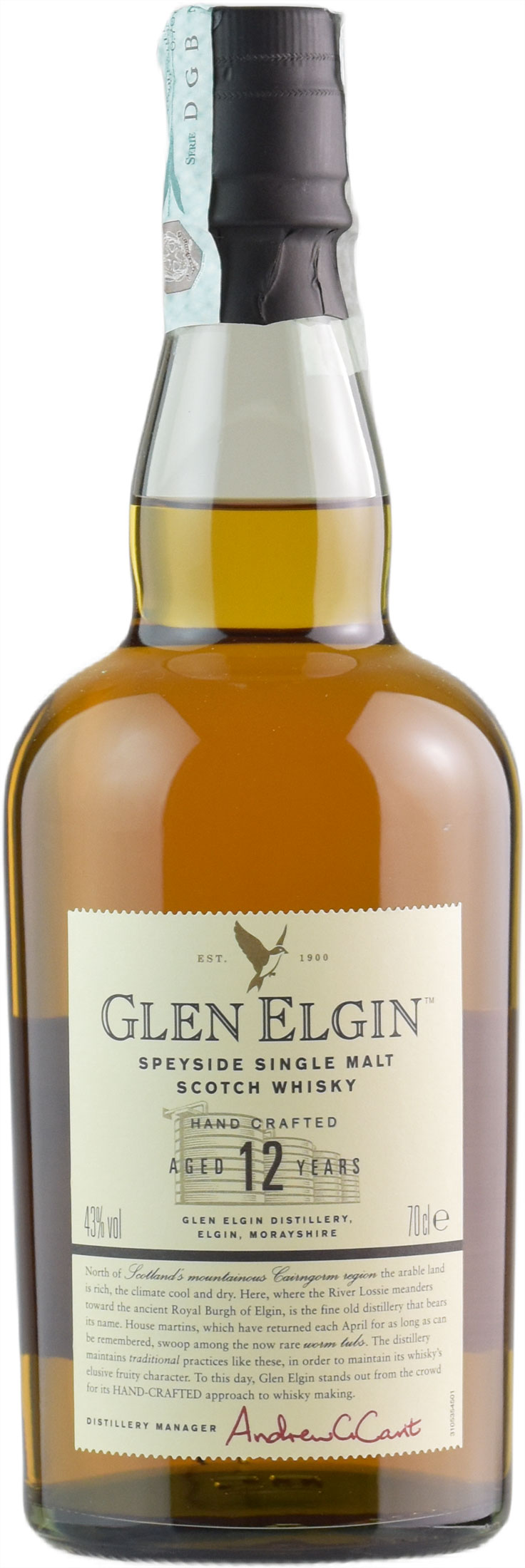 Glen Elgin Speyside Single Malt Scotch Whisky Hand Crafted 12 Anni