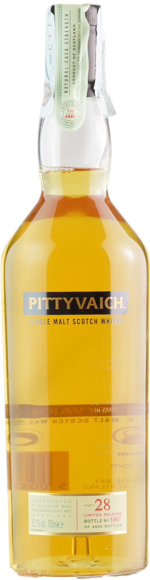 Pittyvaich Whisky Limited Release Single Malt Natural Cask Strangth 28 Anni