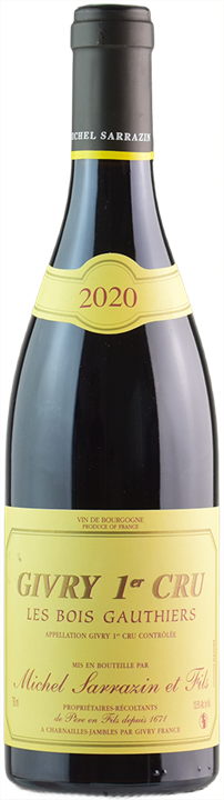 Front Domaine Sarrazin Givry Rouge 1er Cru Bois Gauthiers 2020