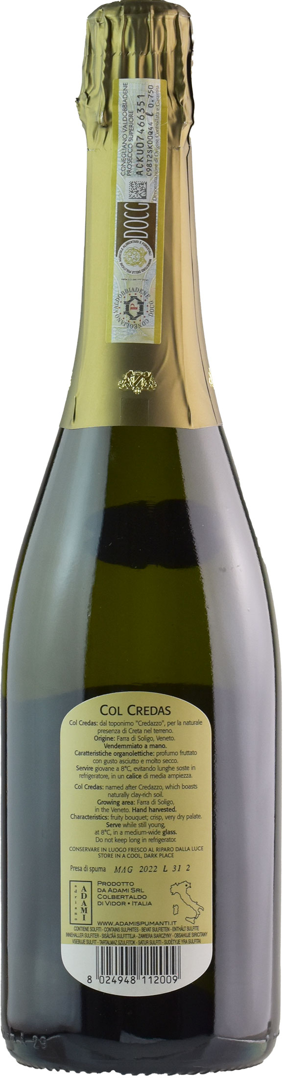 Adami prosecco col credas brut 2021 - xtrawine.com