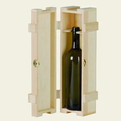 Front Natural wooden case for 1 bottle