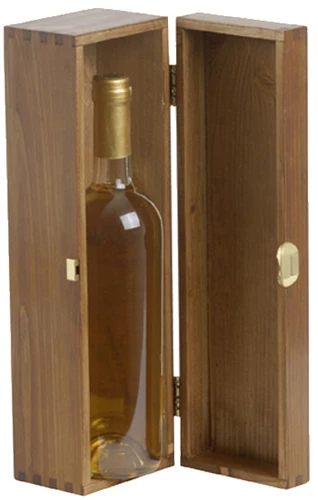 Front Natural wooden case for 1 bottle