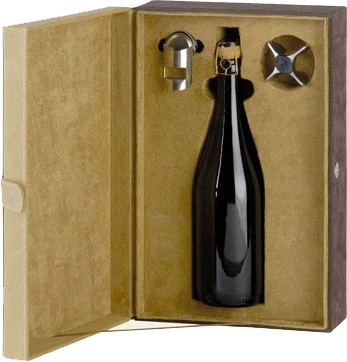 Front Suede leatherette case for 1 bottle with 2 accessories