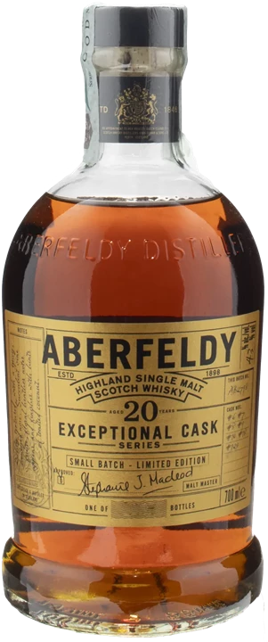 Fronte Aberfeldy Highland Single Malt Scotch Whisky Exceptional Cask Small Batch Limited Edition 20 Anni
