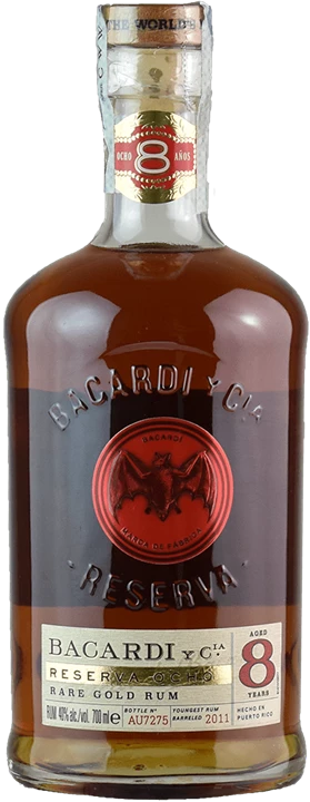 Front Bacardi Rum Reserve Ocho Rare Gold
