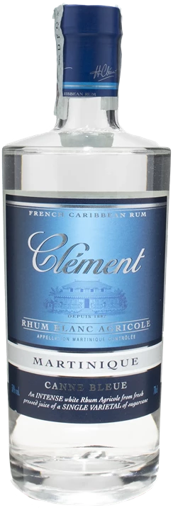 Vorderseite Clement Rhum Blanc Agricole Canne Bleue 0.7L