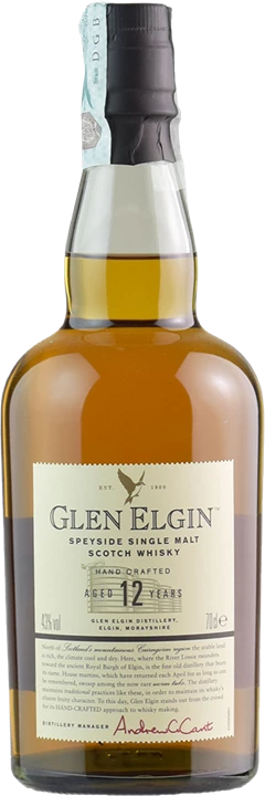 Front Glen Elgin Speyside Single Malt Scotch Whisky Hand Crafted 12 Aged Years