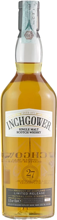 Vorderseite Inchgower Single Malt Scotch Whisky Limited Release Natural Cask Strenght 27 Aged Years