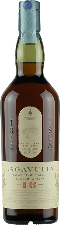 Vorderseite Lagavulin Whisky Islay Single Malt Scotch Whisky 16 Aged Years.