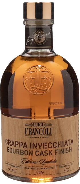 Fronte Luigi Francoli Grappa Invecchiata Bourbon Cask Finish Edizione Limitata 0.5L