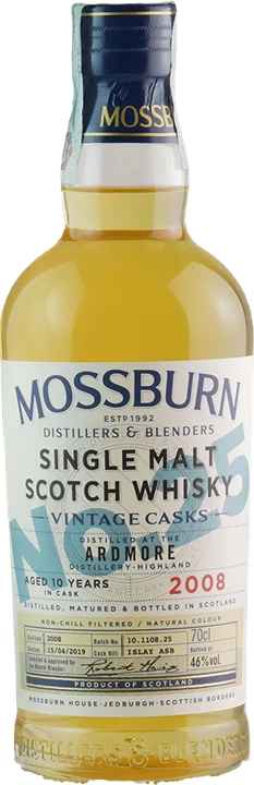 Vorderseite Mossburn Whisky N°25 Ardmore Highland 10 Y.O. 2008