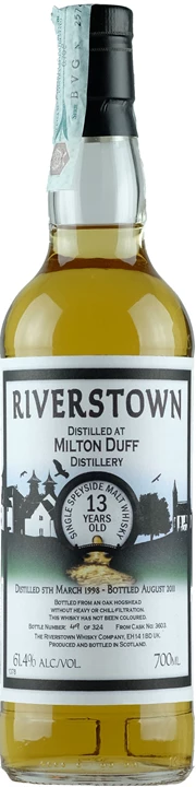 Vorderseite Riverstown Whisky Milton Duff Speyside Cask 3603 1998